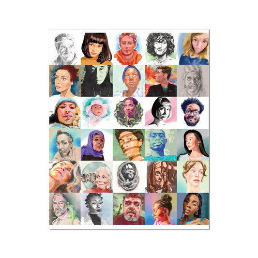 30 Faces Hahnemühle German Etching Print